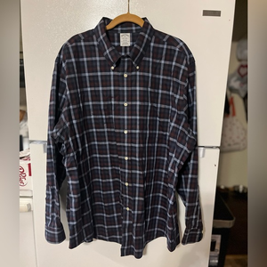 Brooks Brothers Shirt Mens XXL Button Up Plaid Long Sleeve Regent Blue  & maroon